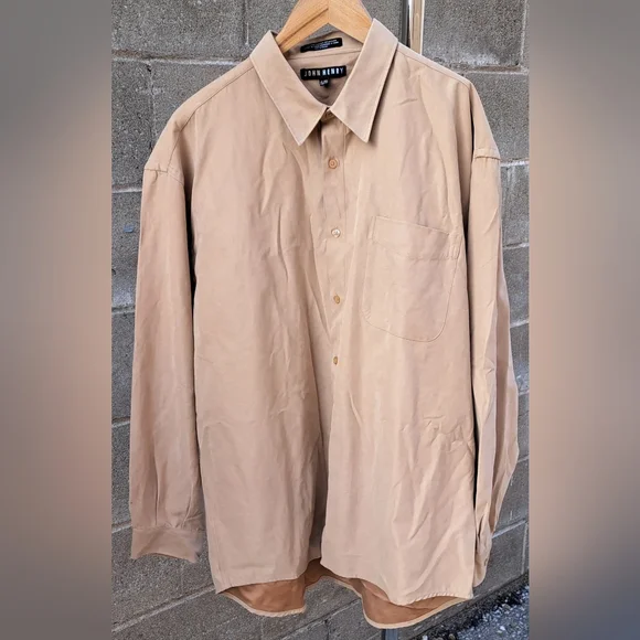 John Henry Men's Button Down Shirt Jacket Faux Suede vintage 90s Relaxed Fit XL - Picture 4 of 7